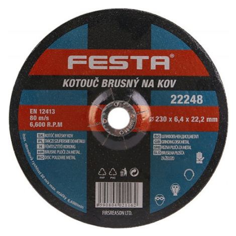 FESTA 22248 230mm kotouč brusný na kov 230 x 22,23 x 6,4 mm / EN 12413