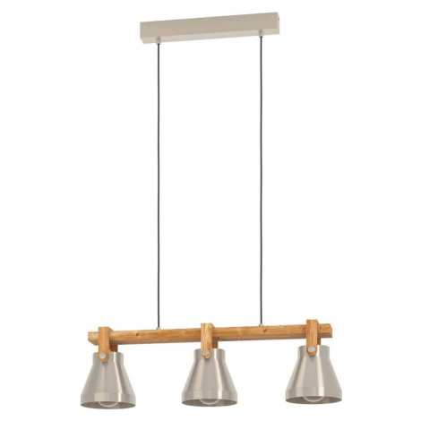 Závěsné svítidlo ve stříbrné a přírodní barvě s kovovým stínidlem CAWTON – EGLO