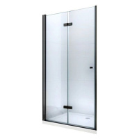 MEXEN LIMA skládací dveře 90x190 cm 6mm, černé, transparent se stěnovým profilem 856-090-000-70-