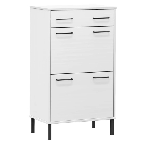 vidaXL Botník s kovovými nohami bílý masivní borové dřevo OSLO