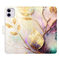 iSaprio flip pouzdro Gold Leaves 02 pro iPhone 11