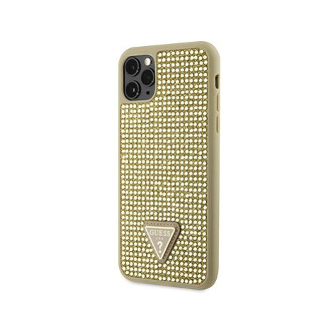 Guess Rhinestones Triangle Metal Logo Kryt pro iPhone 11 Pro Max Gold