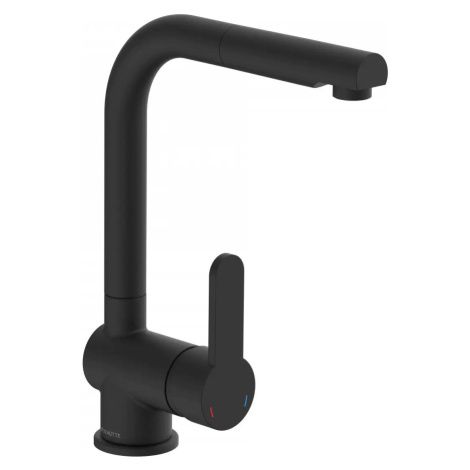 Schütte LONDON nízkotlaká (beztlaková) dřezová stojánková baterie s výsuvnou koncovkou černá mat SCHÜTTE