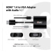 Club3D adaptér HDMI 1.4 - VGA, M/F, 4K@60Hz, aktivní, audio, 24cm, černá - CAC-1302