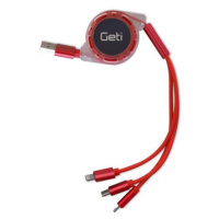 Kabel GETI GCU 02 USB 3v1 červený samonavíjecí