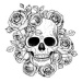 Ilustrace Skull and flowers hand drawn illustration., vidimages, 40 × 40 cm