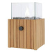 Plynová lucerna Cosi Cosiscoop Timber Square s oblázky / (O x V) 20 x 30 cm / dřevo / sklo / bio