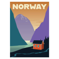 Ilustrace Norway Travel Poster, Colin Schot Klotzbach, 30 × 40 cm