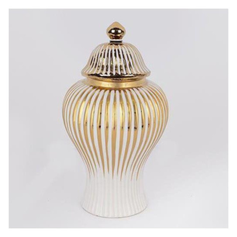 Eurolamp Keramická dóza 35x18,5 cm zlatá/bílá 752-20194
