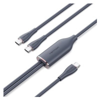 Vention USB 2.0 Type-C Male to 2 Type-C Male 5A Cable 1.5M Black Silicone Type