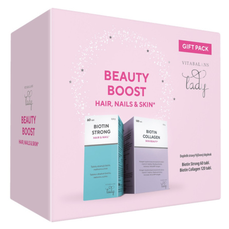 Vitabalans Biotin Beauty Boost Strong & Biotin Collagen dárkové balení 60+120 tablet