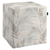 Dekoria Sedák Cube - kostka pevná 40x40x40, béžovo-krémové palmové listy bílém podkladu, 40 x 40