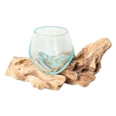 Ambia Home VÁZA, dřevo, sklo, 8 cm