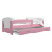 Expedo Dětská postel JAKUB P1 COLOR, 80x180, včetně ÚP, bílý/růžový