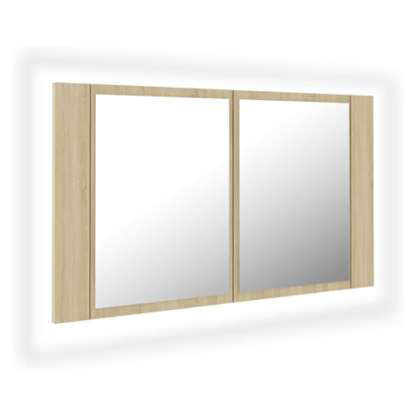 vidaXL LED koupelnové zrcadlo dub sonoma 80 x 12 x 45 cm akrylové