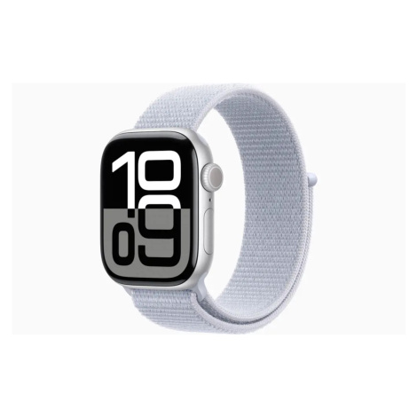 Apple Watch Series 10 GPS 42mm Stříbrný hliník s oblačně modrým provlékacím sportovním řemínkem