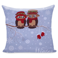 Povlak na polštář DecoKing Winter Owl modrý