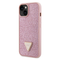 Pouzdro Guess Rhinestones Triangle Metal Logo kryt pro Apple iPhone 14 Pink