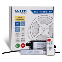 McLED  LED pásek - sada 4 m, 240 LED/m, UWW, 6 W/m, DC 24V, 380 lm/m, CRI90, IP67, 10 mm, vodič 