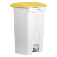 helit Nášlapná nádoba na odpad, objem 90 l, š x v x h 500 x 830 x 410 mm, bílá, žluté víko