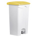 helit Nášlapná nádoba na odpad, objem 90 l, š x v x h 500 x 830 x 410 mm, bílá, žluté víko