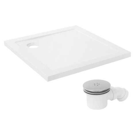 LuxeBath SPRCHOVÁ VANIČKA 80x80 cm hranatá bílá s odtokovou soupravou