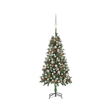 Umělý vánoční stromek s LED sadou koulí a šiškami 150 cm SHUMEE
