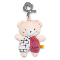 BABY MIX - Dětská plyšová hračka s hracím strojkem a klipem Medvídek růžová