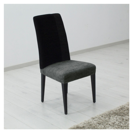 Potah elastický na celou židli, komplet 2 ks Estivella odolný proti skvrnám, tmavě šedá FORBYT