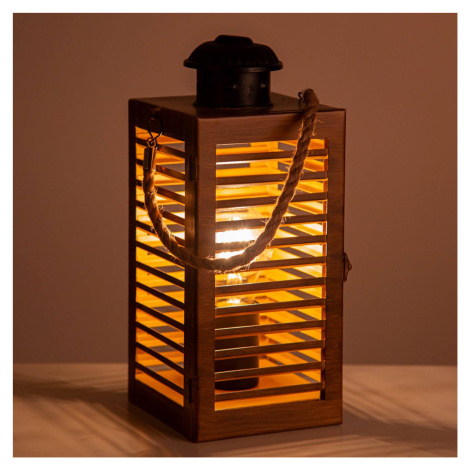 Nino Leuchten Stolní lucerna Wismar plast dřevěný vzhled 29,5cm
