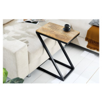 Estila Moderní příruční stolek Dahle z mangového dřeva s černou kovovou konstrukcí 60cm