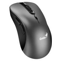 Genius Ergo 8100S Myš, bezdrátová, ergonomická, optická, 1600DPI, 6 tlačítek, USB, kovově šedá