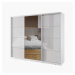 Šatní skříň NEJBY BARNABA 250 cm s posuvnými dveřmi, zrcadlem,4 šuplíky a 2 šatními tyčemi,bílý 