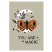 Ilustrace magic poster with bohemian moth on the moon, nataka, 30 × 40 cm