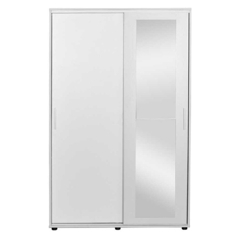 Botník JUNO s posuvnými dveřmi a zrcadlem, bílá