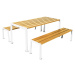 PROCITY Sestava stolu a laviček Silaos®, délka 1800 mm, bílá / světlý dub