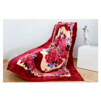 Teplá deka s květinami červené barvy