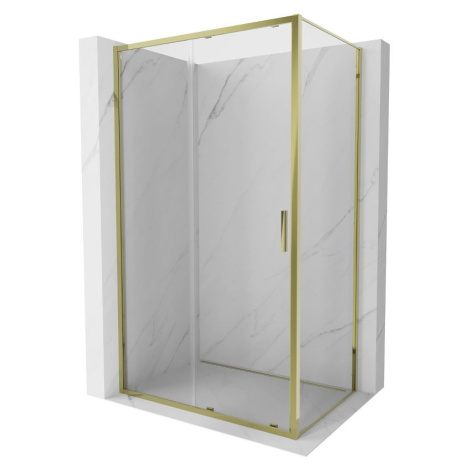 MEXEN/S Exo sprchový kout, posuvné dveře 125 x 100, transparent, zlato 8151-125-100-50-00
