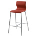 Barová židle EVORA, s čalouněním, pochromovaný podstavec, červený melír