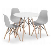 Jídelní stůl TODI bílý 80 cm se třemi židlemi OSAKA šedé