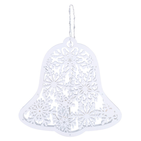 Solight LED dřevěný vánoční zvoneček, 9x LED, bílá, 30cm, časovač, 2x AA 1V296