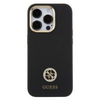 Zadní kryt Guess Liquid Silicone 4G Strass Metal Logo pro Apple iPhone 15 Pro, černá