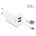 FIXED síťový adaptér Smart Rapid Charge 15 W 2xUSB s kabelem USB/microUSB bílý