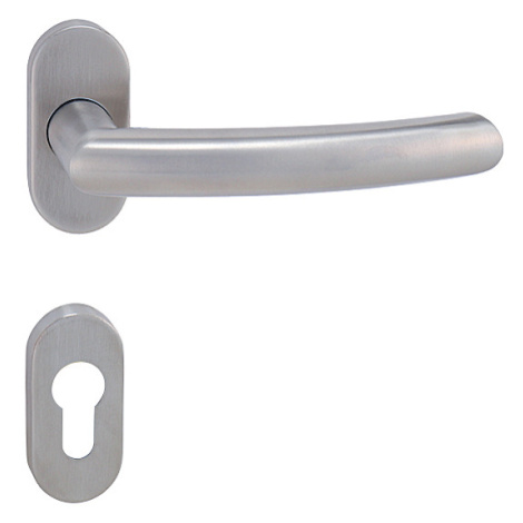 Dveřní kování MP Nero - UOR (BROUŠENÁ NEREZ), klika pravá / koule, Otvor na cylindrickou vložku  MP KOVÁNÍ