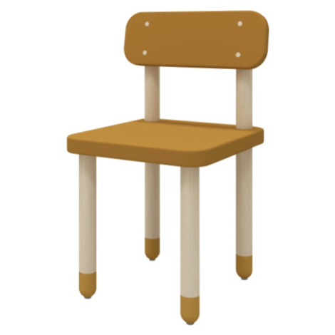Flexa Dřevěná židle s opěradlem pro děti hořčicová Dots