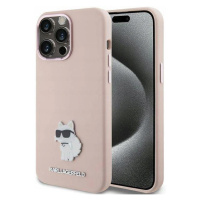 Pouzdro Karl Lagerfeld Silicone Choupette Metal Pro Iphone 15 Pro Růžové