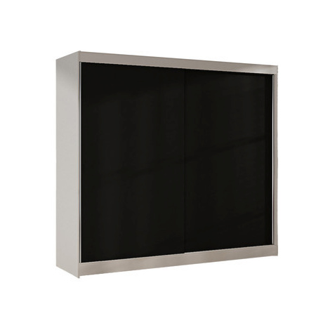 Šatní skříň BASTI X šířka 200 cm - bílá/černá ankon