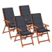 Voděodolné podušky na zahradní židle 4 ks Dekorhome Antracit,Voděodolné podušky na zahradní židl