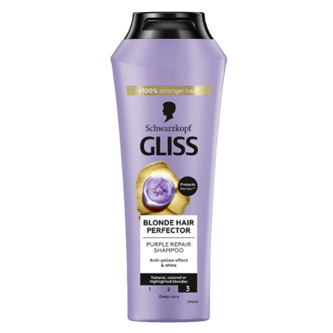 Schwarzkopf Gliss Blonde Hair Perfector Fialový šampon 250ml