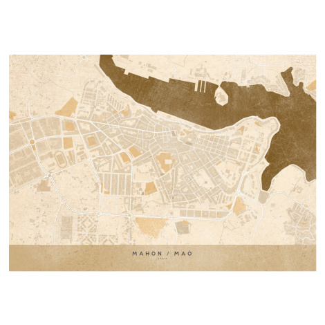 Mapa Sepia vintage map of Mahon, Blursbyai, (40 x 30 cm)